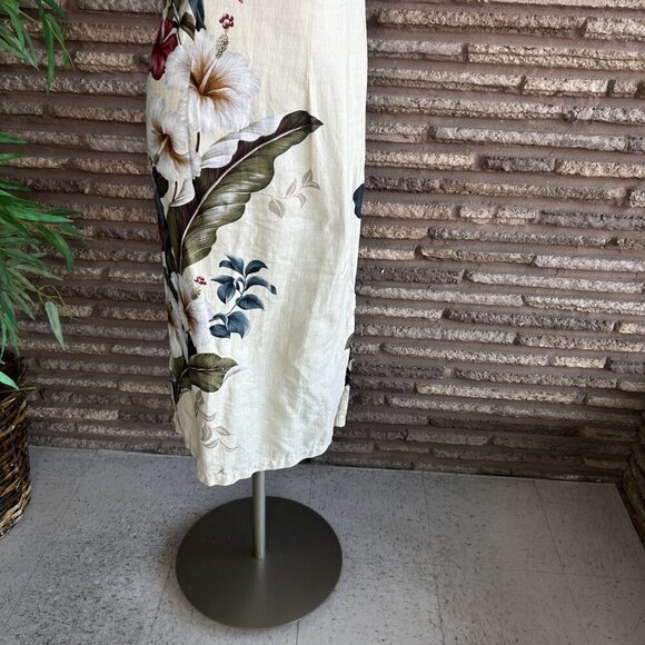 Iolani Vintage Cream Floral Hawaiian Sleeveless Maxi Dress - Picture 10 of 12